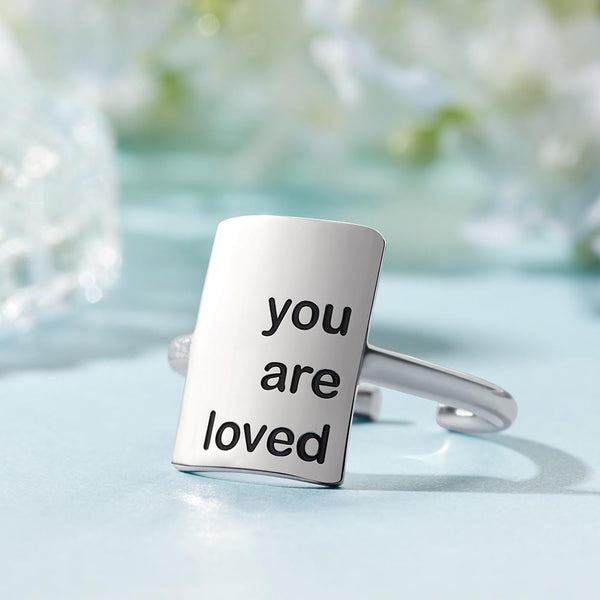 Custom Engraved Rings Square Adjustable Opening Ring for Women- mikcustom.com