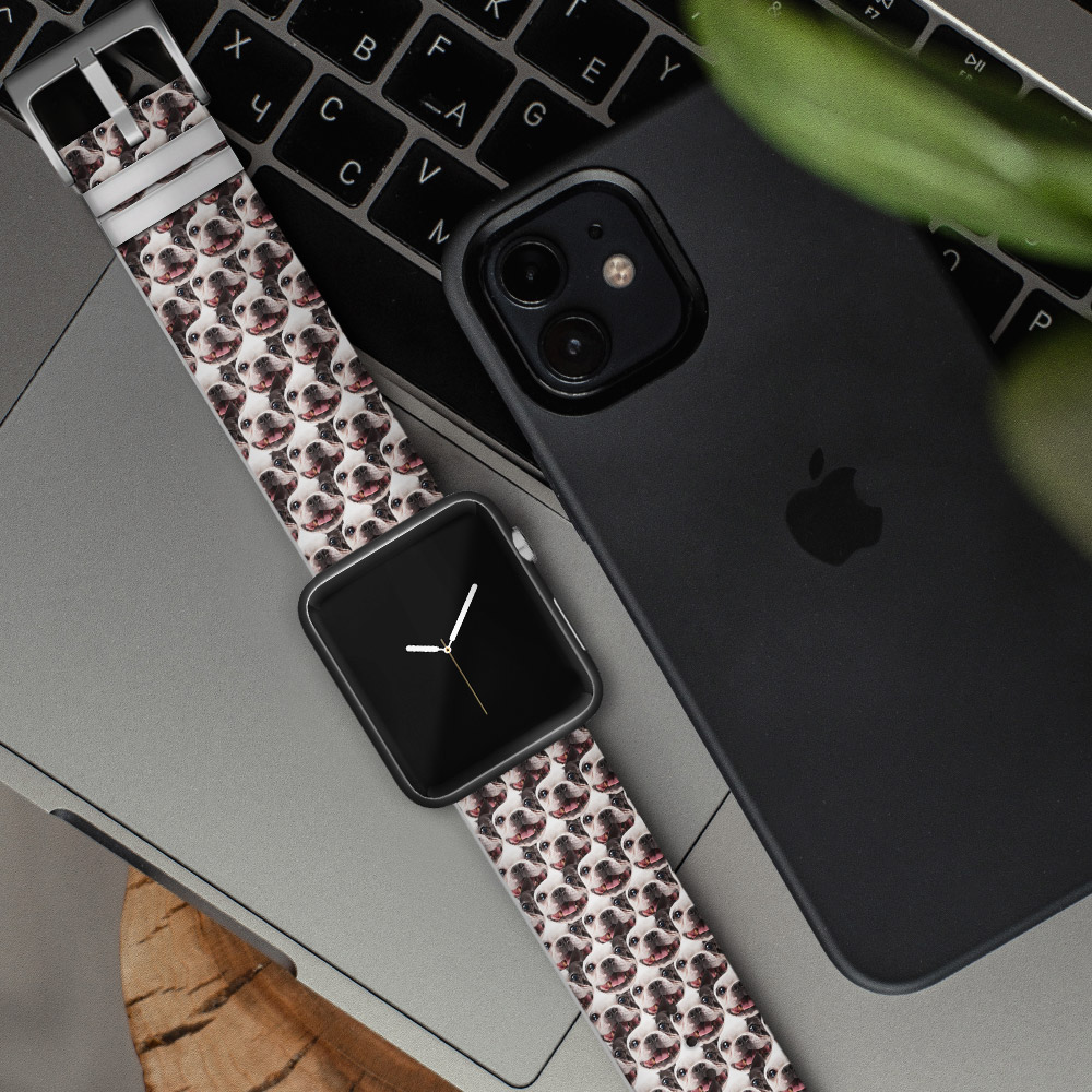 Custom Apple Watch Band with Pet Face Funny Silicone Watch Band- mikcustom.com