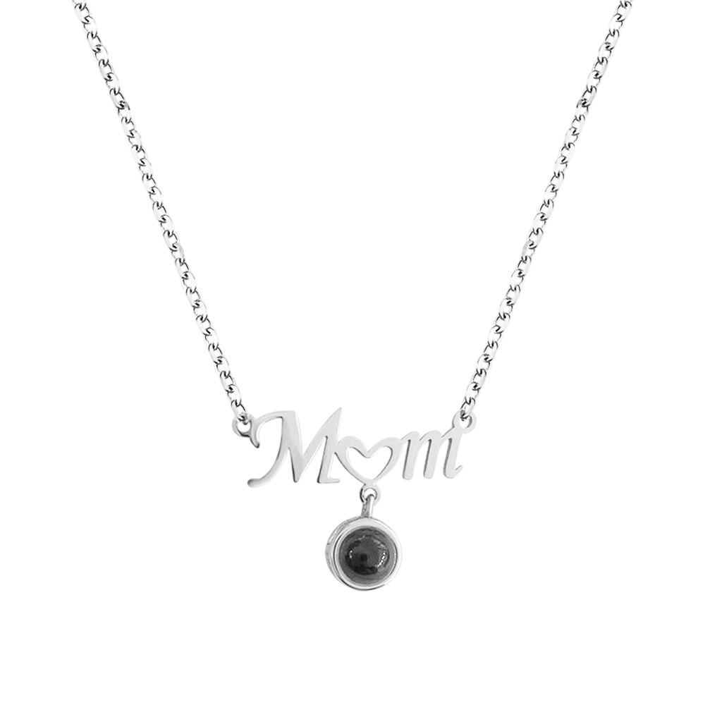 Custom Mom Photo Projection Necklace with Little Heart- mikcustom.com
