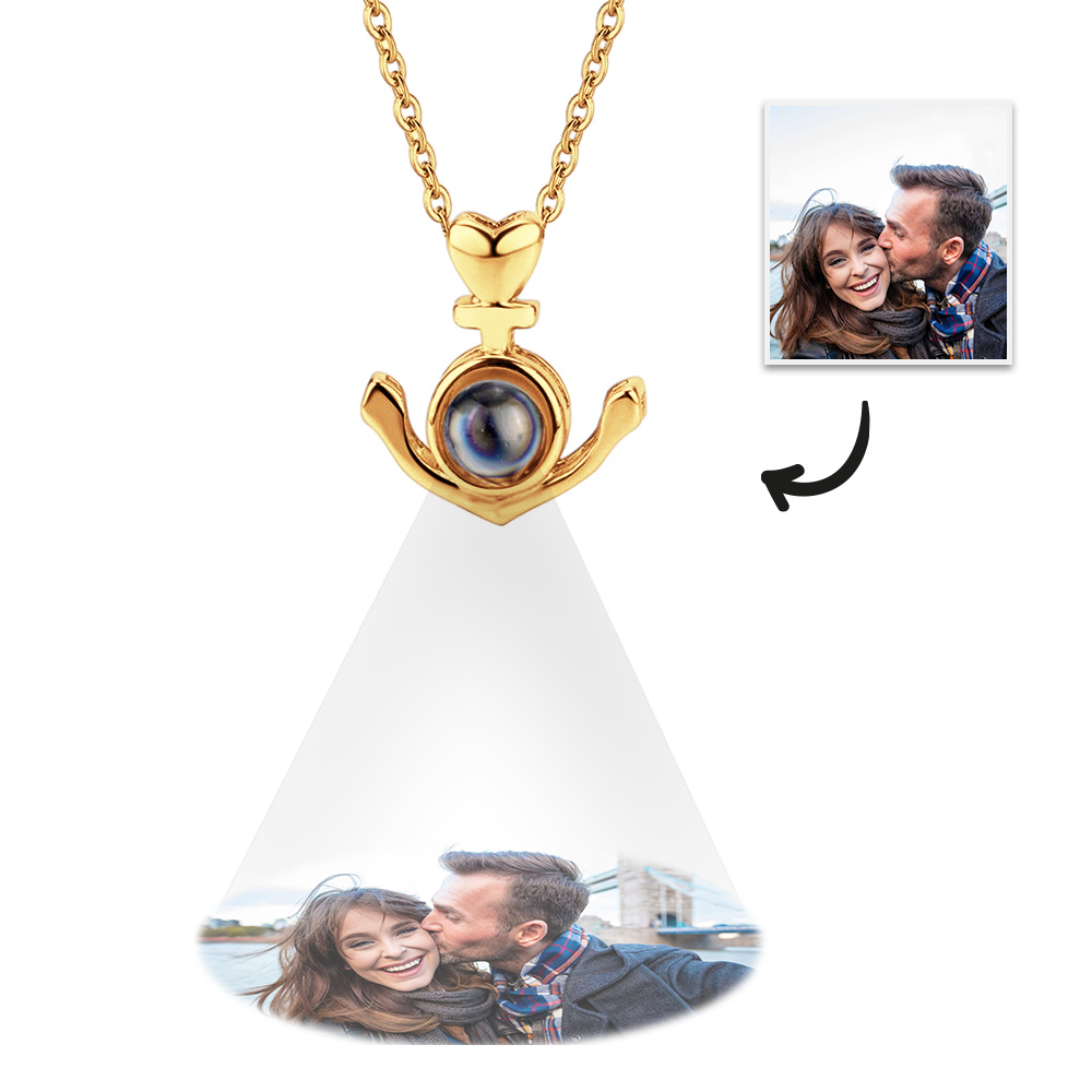 Personalized Anchor Projection Necklace with Heart 925 Sterling Silver- mikcustom.com