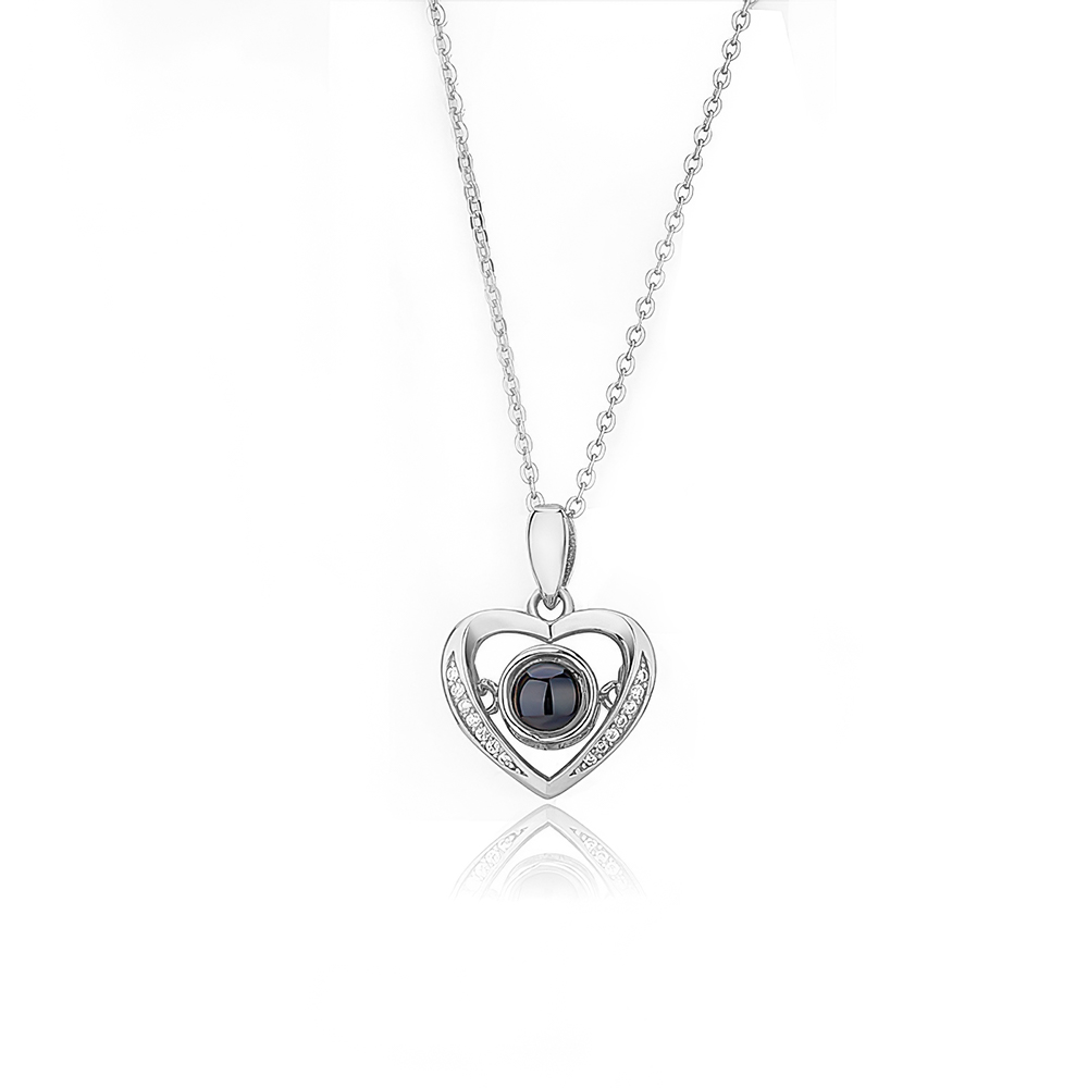 Personalized Heart Projection Necklace with Diamonds- mikcustom.com