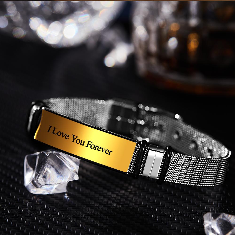 Personalized Engraved Text Black Bracelet- mikcustom.com