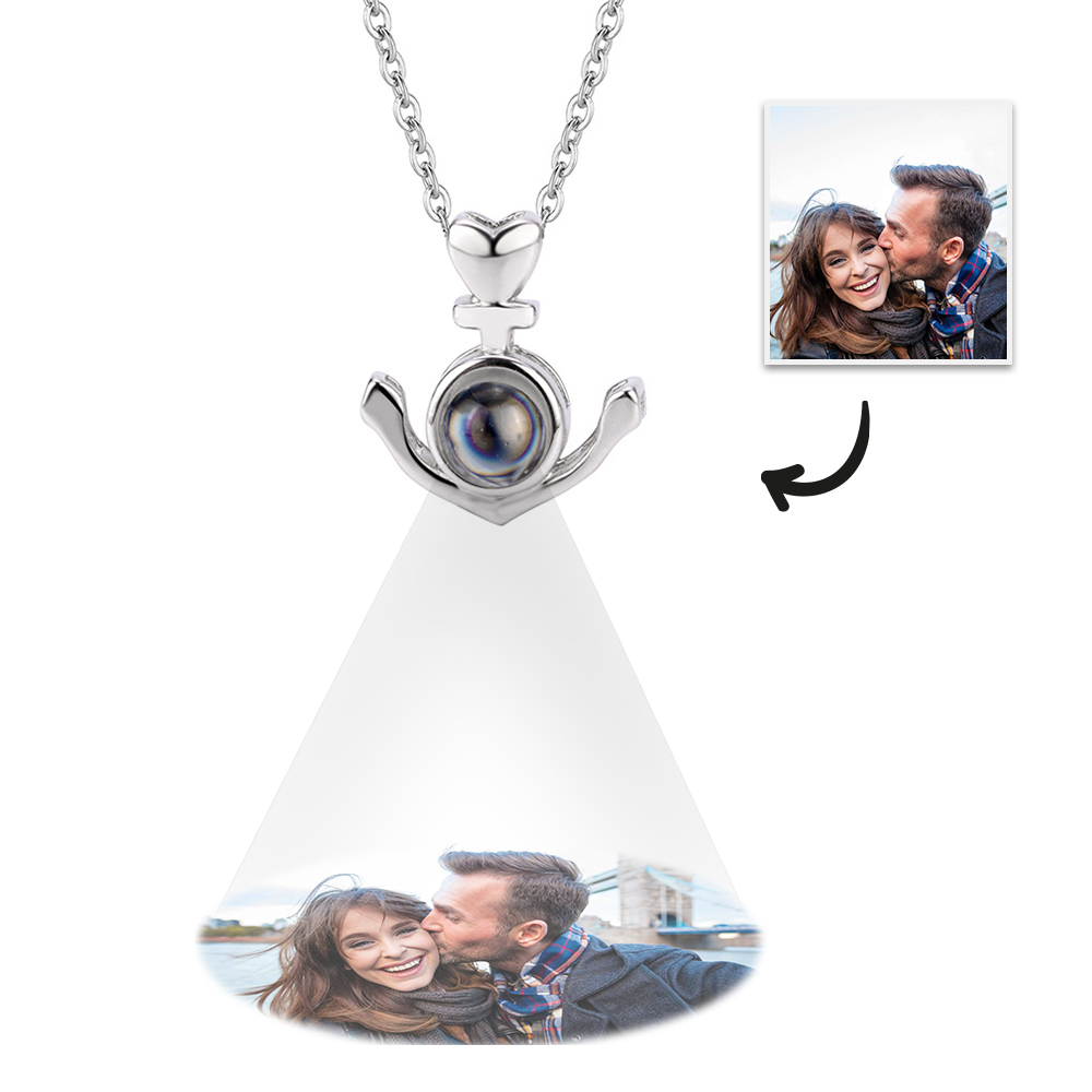 Personalized Anchor Projection Necklace with Heart 925 Sterling Silver- mikcustom.com