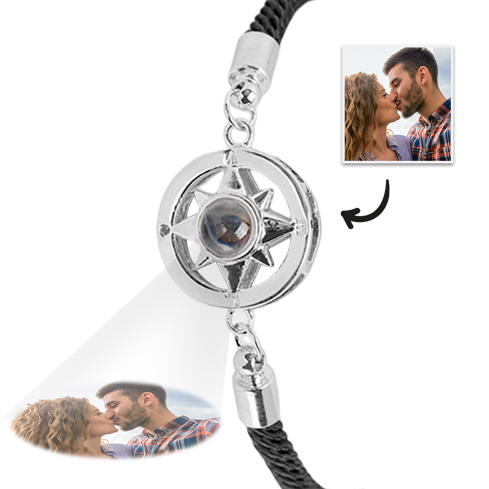 Personalized Round Eight-pointed Star Projection Necklace- mikcustom.com