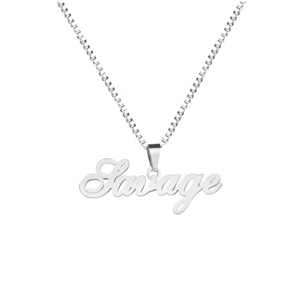 Custom Name Pendant Necklace Stainless Steel Name Plate Necklace- mikcustom.com