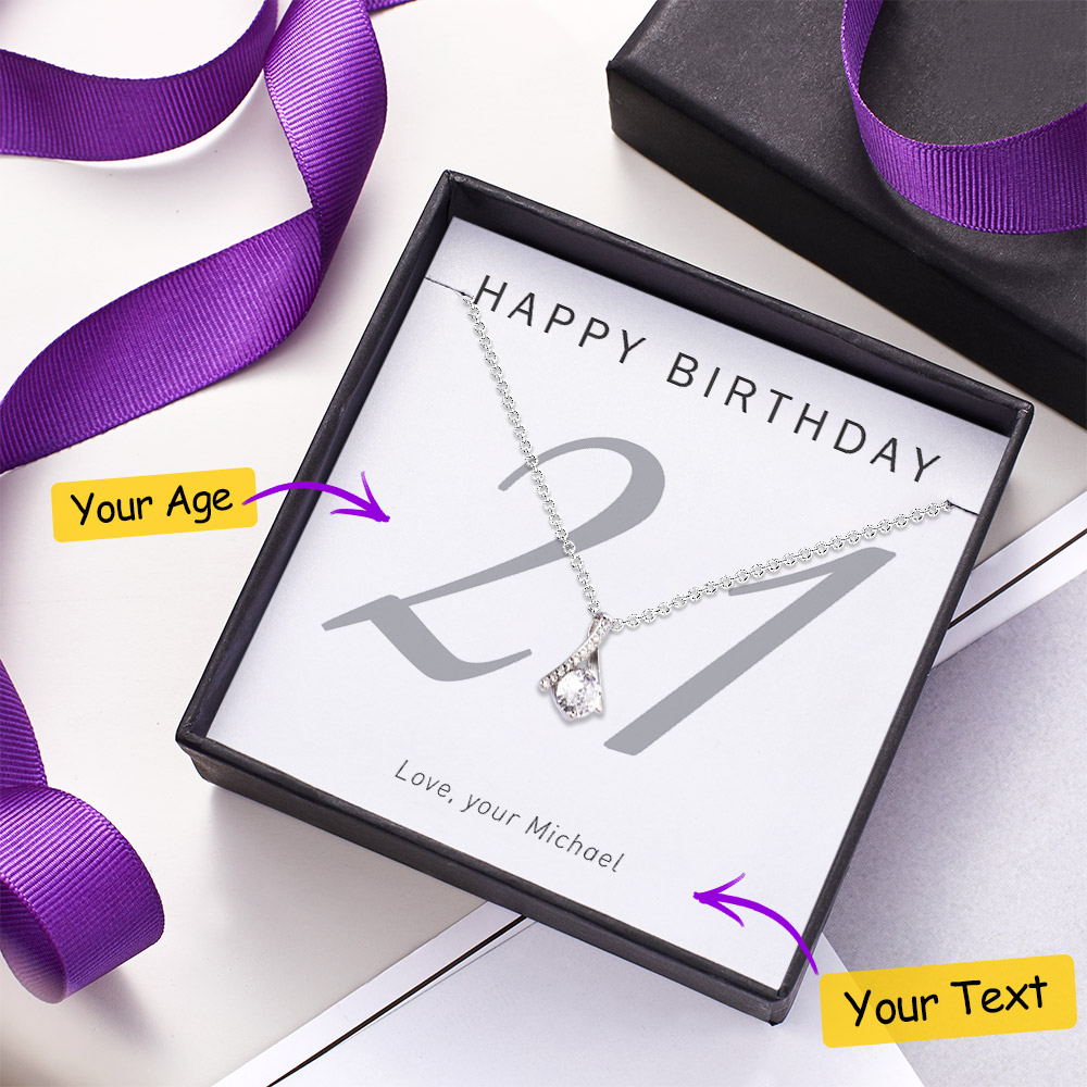 Personalized Your Age Message Card with Necklace Gift for Birthday- mikcustom.com