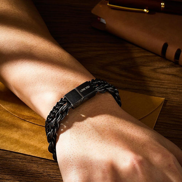 Custom Engraved Bracelet Stainless Steel Men's Bracelet for Boyfriend- mikcustom.com