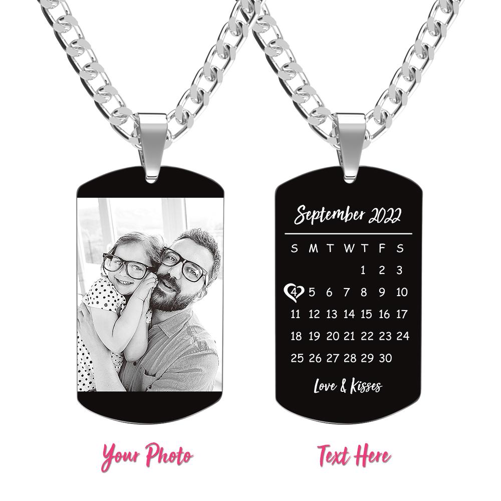 Custom Engraved Necklace With Photo And Calendar- mikcustom.com