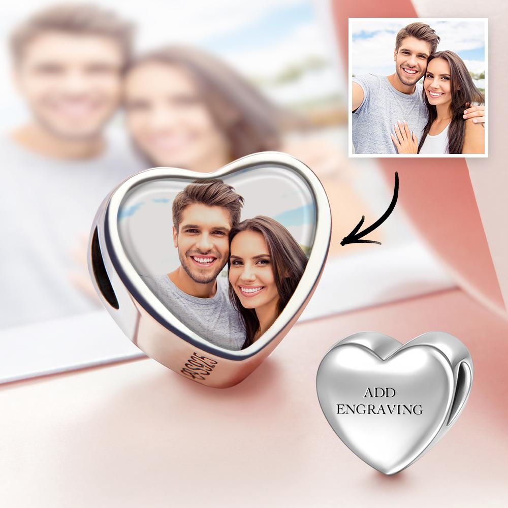 Personalized Engraved Heart Photo Charm- mikcustom.com