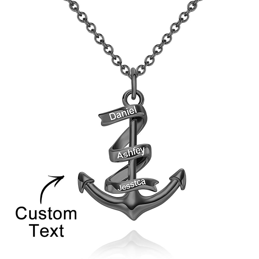 Custom Engraved Name Necklace Anchor Pendant Necklace- mikcustom.com