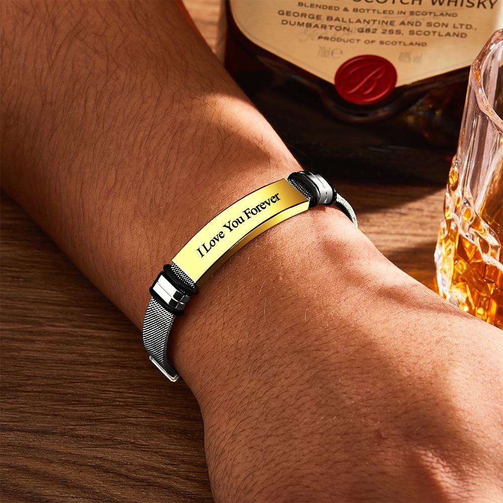 Personalized Engraved Text Black Bracelet- mikcustom.com