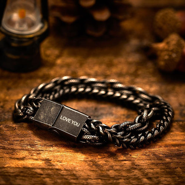 Custom Engraved Bracelet Stainless Steel Men's Bracelet for Boyfriend- mikcustom.com