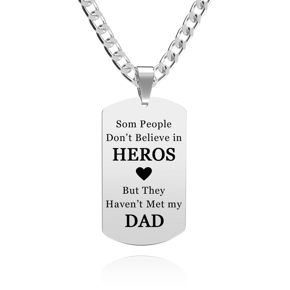 Custom Engraved Stainless Steel Mens Dog Tag Photo Necklace For Heroes Dad- mikcustom.com