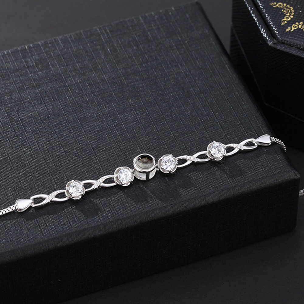 Custom Flower Photo Projection Bracelet 925 Sterling Silver- mikcustom.com