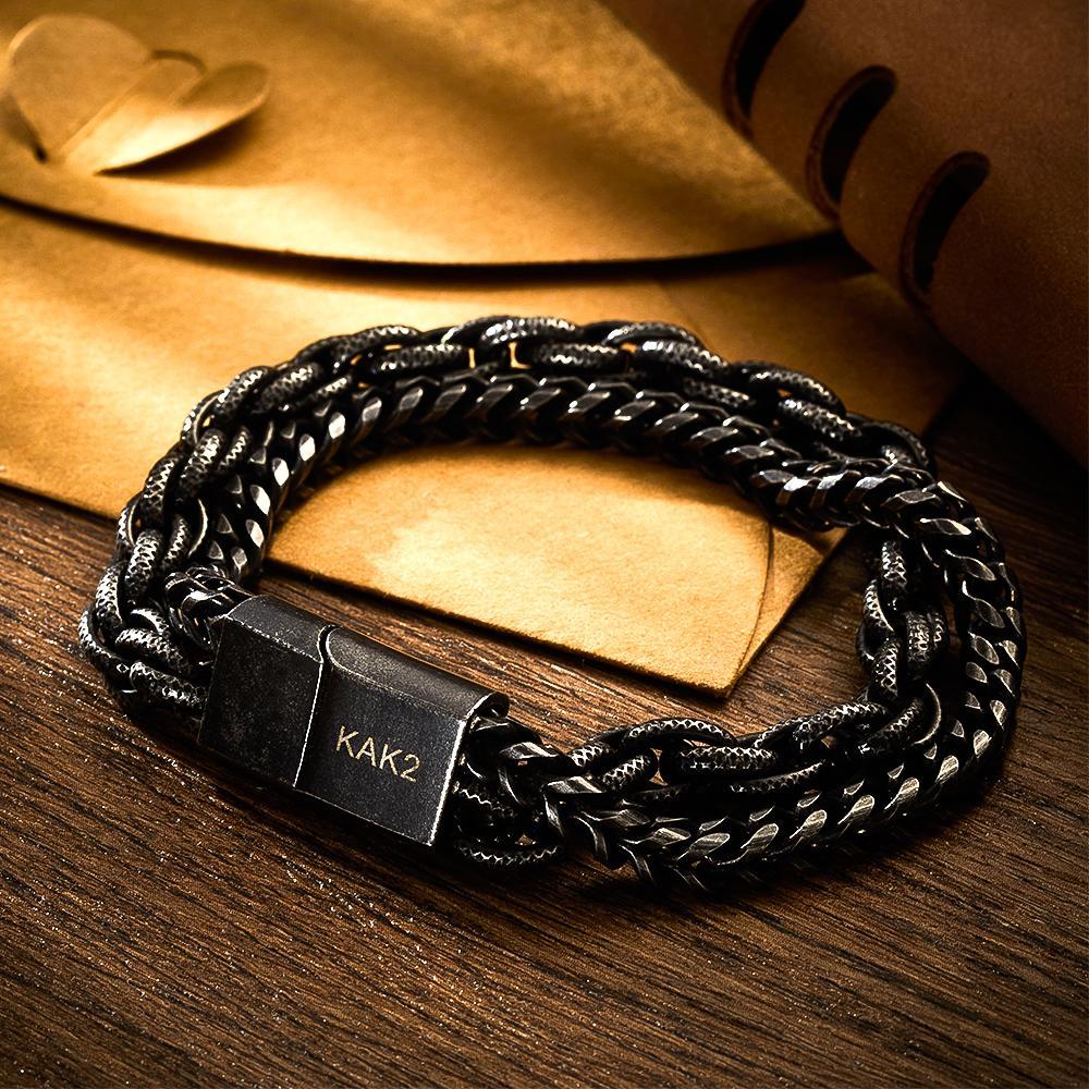 Custom Engraved Bracelet Stainless Steel Men's Bracelet for Boyfriend- mikcustom.com