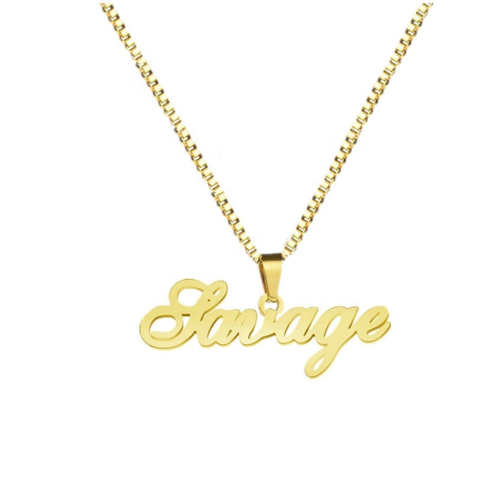 Custom Name Pendant Necklace Stainless Steel Name Plate Necklace- mikcustom.com