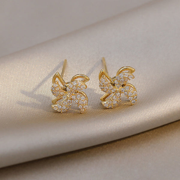 Rotating Small Windmill Stud Earrings- mikcustom.com