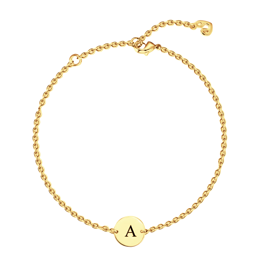 Custom Engraved Alphabet Stainless Steel Anklet- mikcustom.com