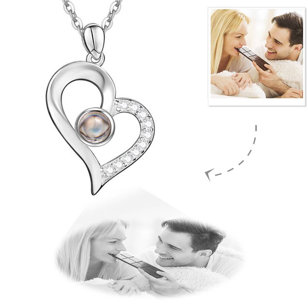 Personalized Heart Pendant Photo Projection Necklace- mikcustom.com
