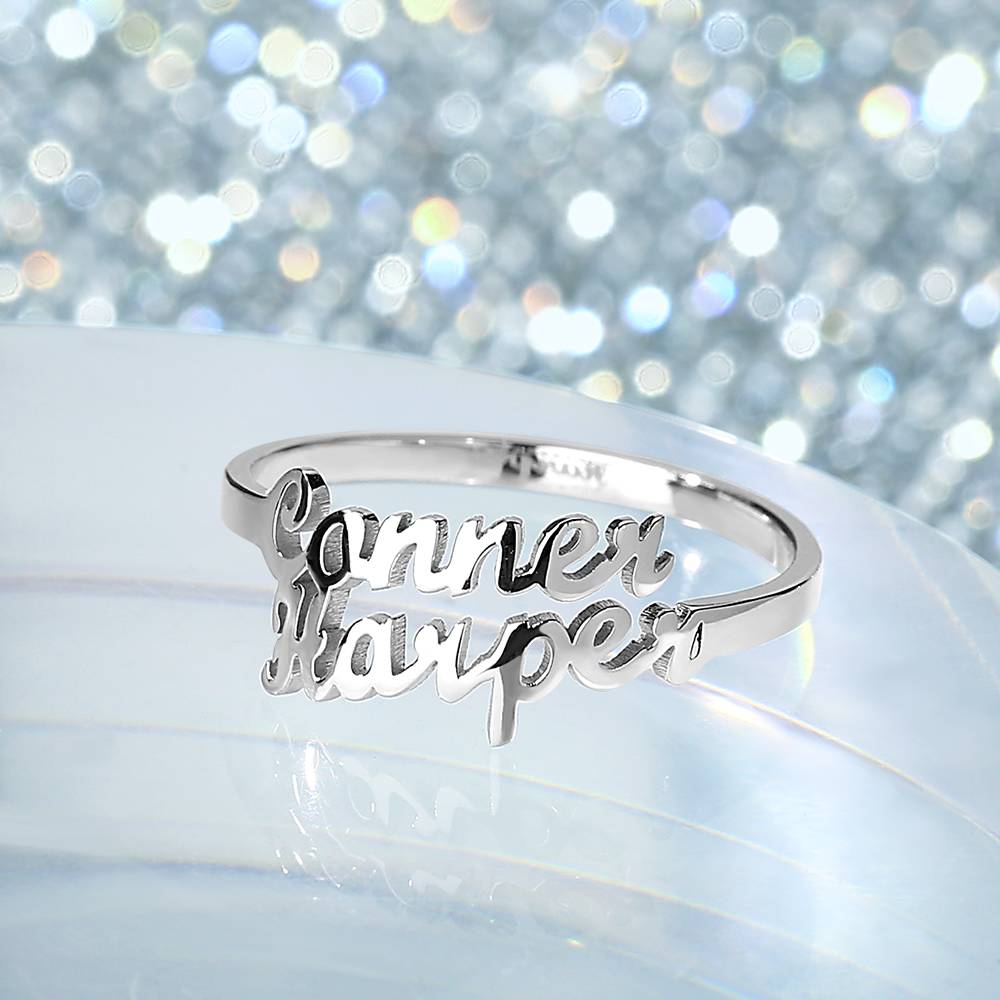 Custom Double Names Ring - 925 Sterling Silver- mikcustom.com