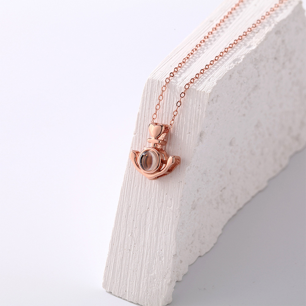 Personalized Anchor Projection Necklace with Heart 925 Sterling Silver- mikcustom.com