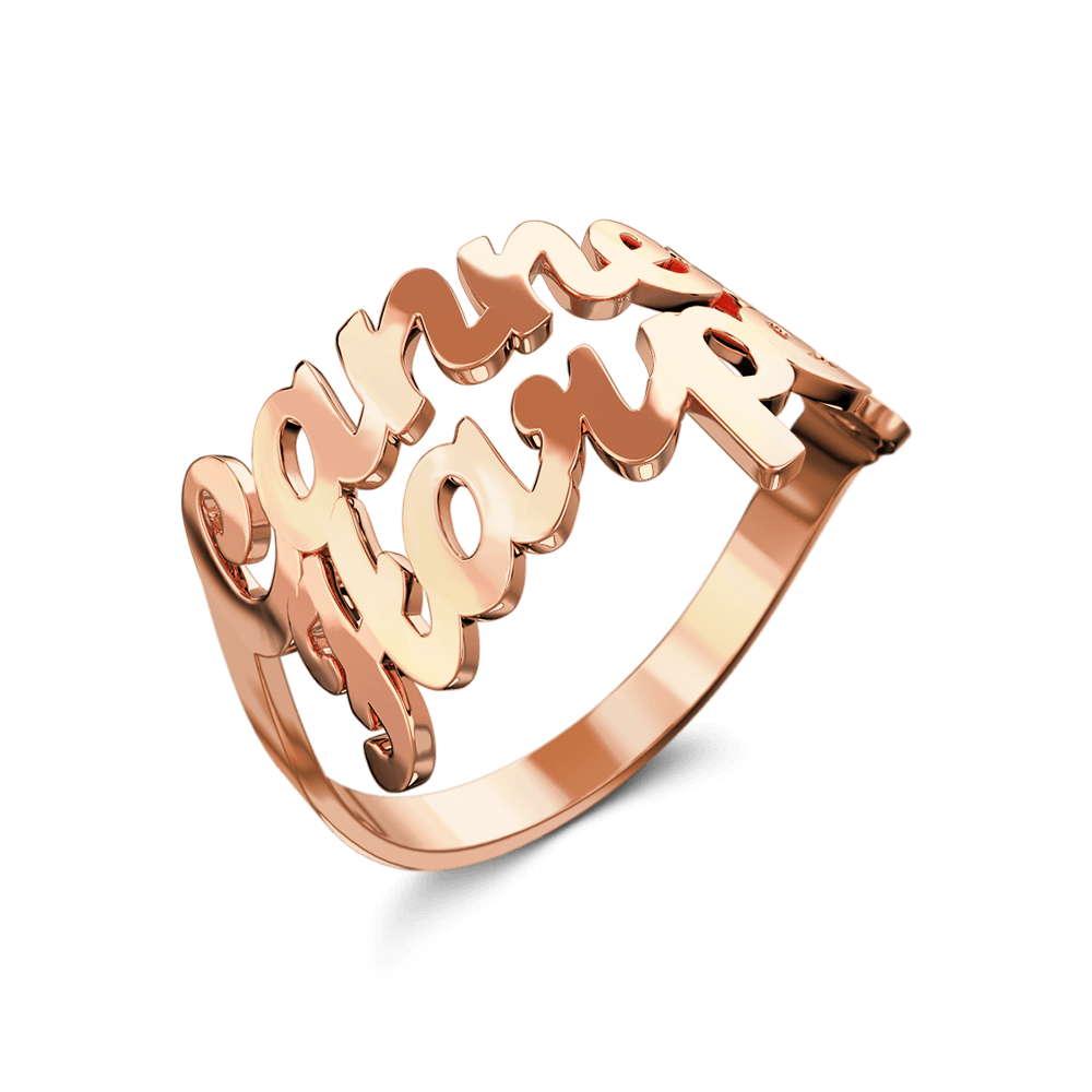Custom Double Names Ring - 925 Sterling Silver- mikcustom.com