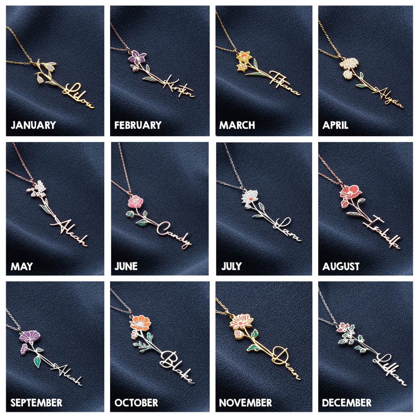 [LIMITED TIME ONLY] No Rain - No Flowers - Never Forget That I Love You | Birth Flower Name Necklace