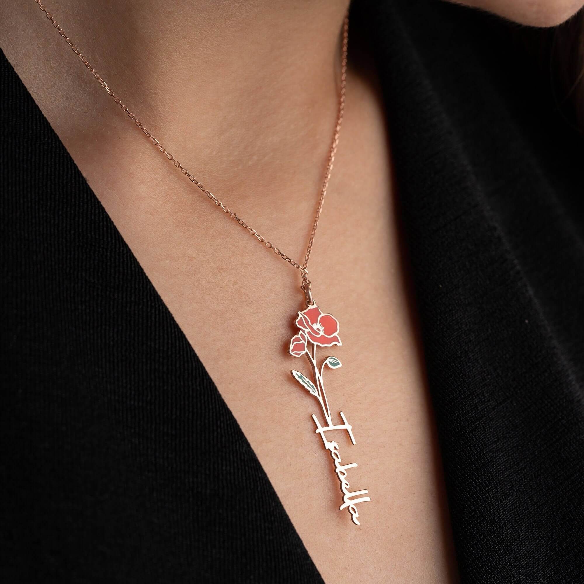 [LIMITED TIME ONLY] No Rain - No Flowers - Never Forget That I Love You | Birth Flower Name Necklace