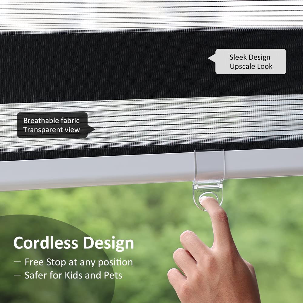 Cordless Zebra Blinds Roller Shades for Window-Dual Layer Sheer Blinds