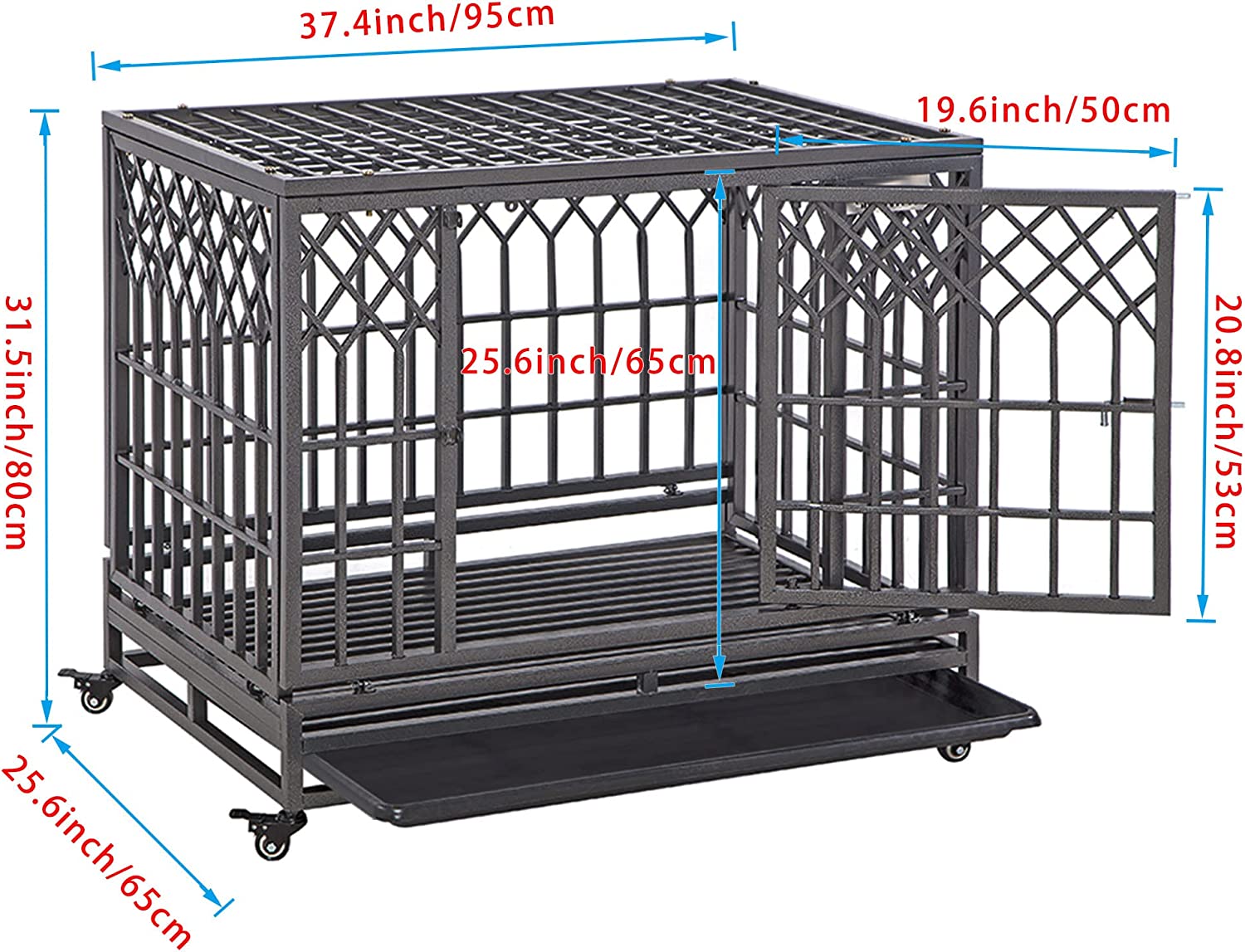 Heavy Duty Dog Cage - Y Shape with Two Prevent Escape Lock