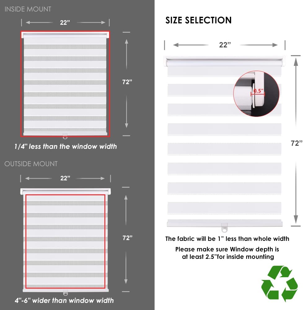 Cordless Zebra Blinds- Free Stop Roller Shades for Windows