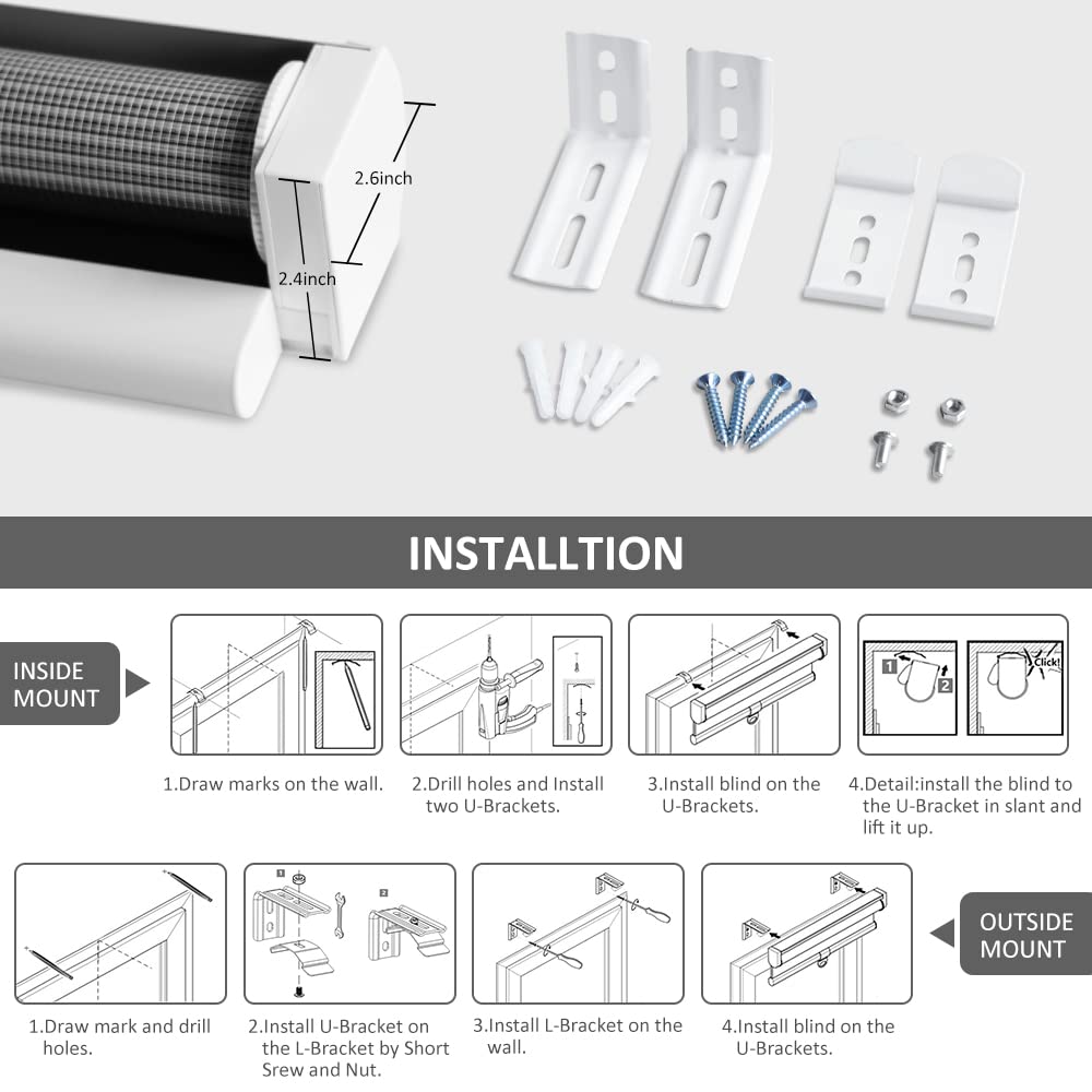 Cordless Zebra Blinds Roller Shades for Window-Dual Layer Sheer Blinds