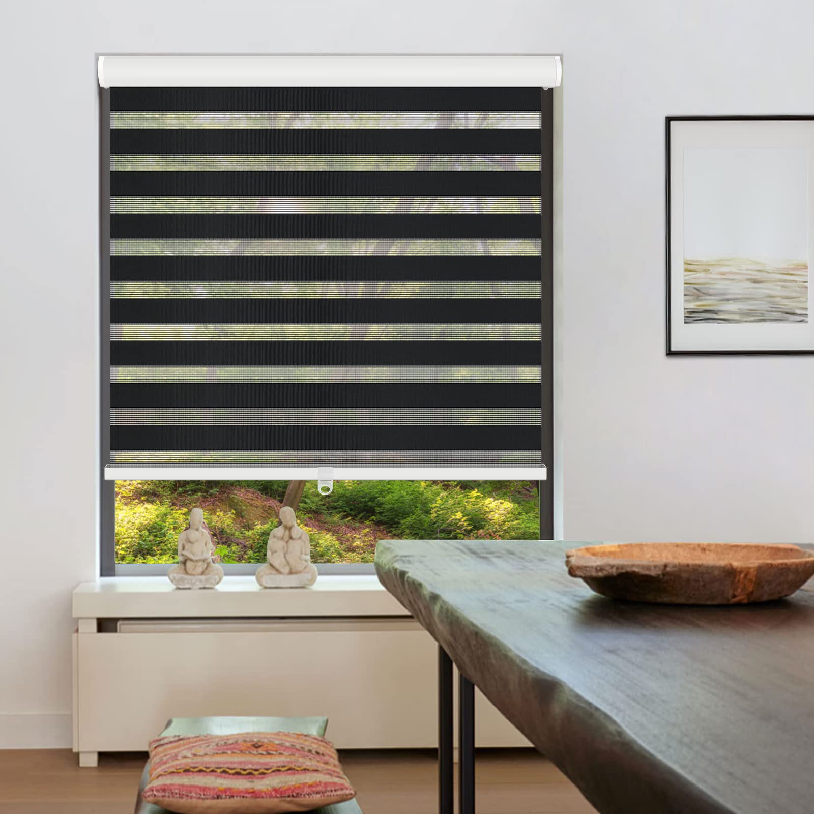Cordless Zebra Blinds Roller Shades for Window-Dual Layer Sheer Blinds