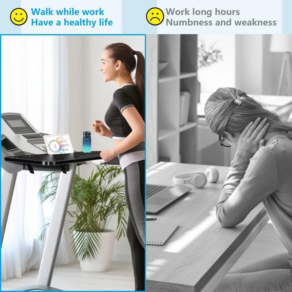 LUCKUP Treadmill Desk Attachment-39 Wide Universal Walking Laptop Desk Holder with Cup Tablet Phone Holder & Laptop Stand, Ergonomic Platform Workstation for Treadmill, Black