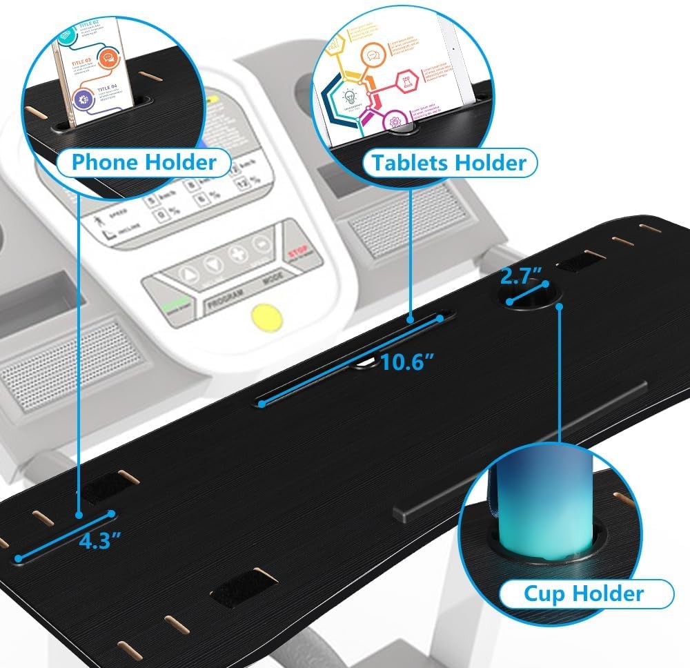 LUCKUP Treadmill Desk Attachment-39 Wide Universal Walking Laptop Desk Holder with Cup Tablet Phone Holder & Laptop Stand, Ergonomic Platform Workstation for Treadmill, Black