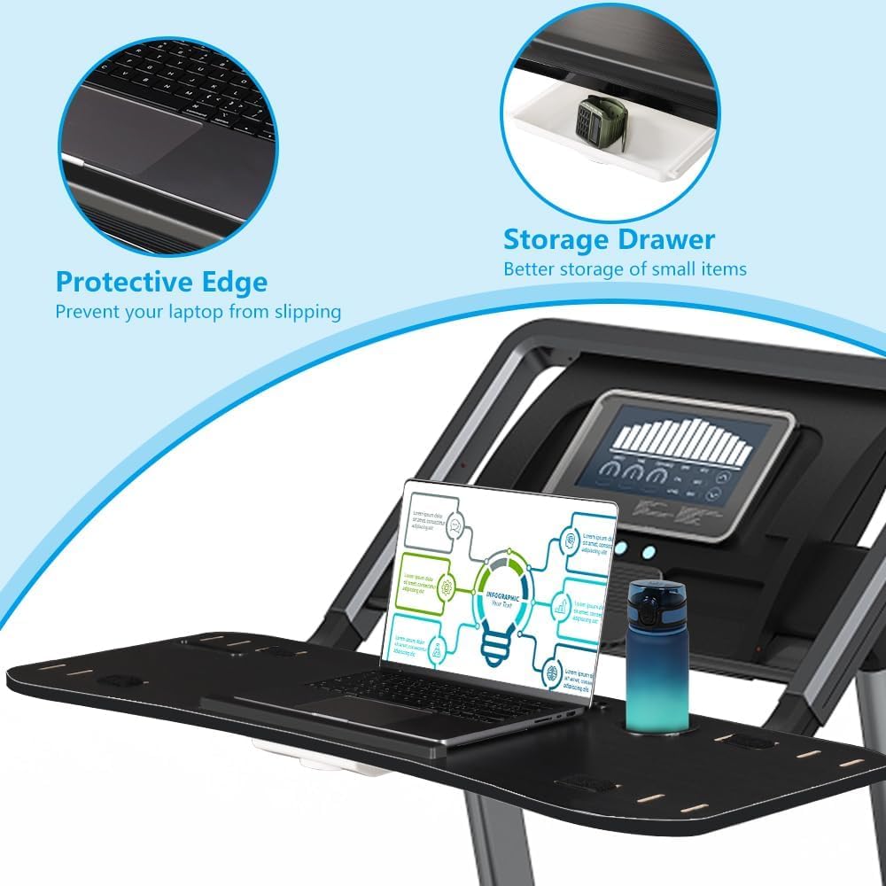 LUCKUP Treadmill Desk Attachment-39 Wide Universal Walking Laptop Desk Holder with Cup Tablet Phone Holder & Laptop Stand, Ergonomic Platform Workstation for Treadmill, Black