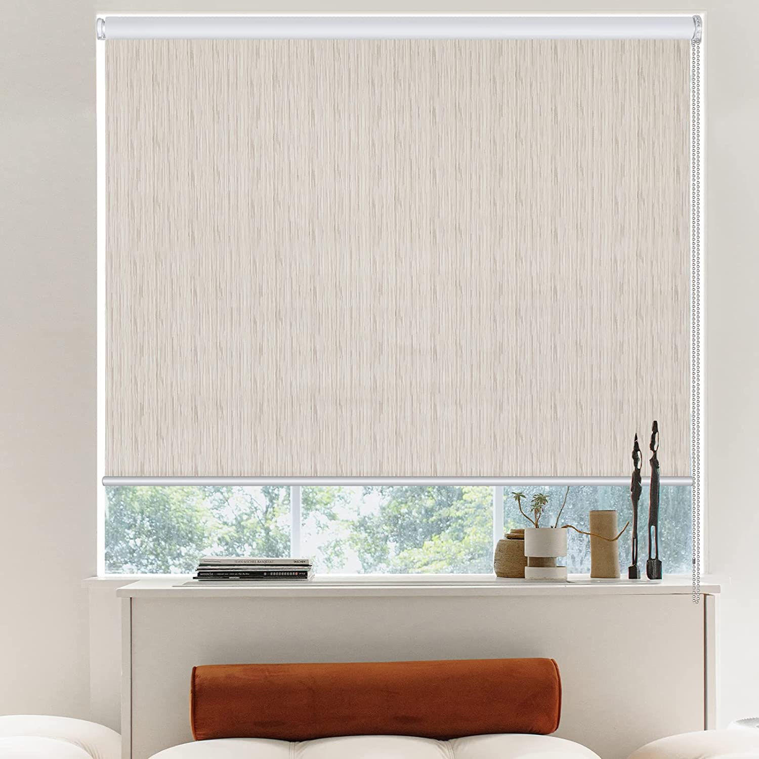 Window Roller Shades, 100% Blackout Roller Blinds UV Protection Thermal Insulated Fabric, Blackout Roller Shades for Windows, Office, Bedroom, Doors, 29" W x 72 "L, Beige