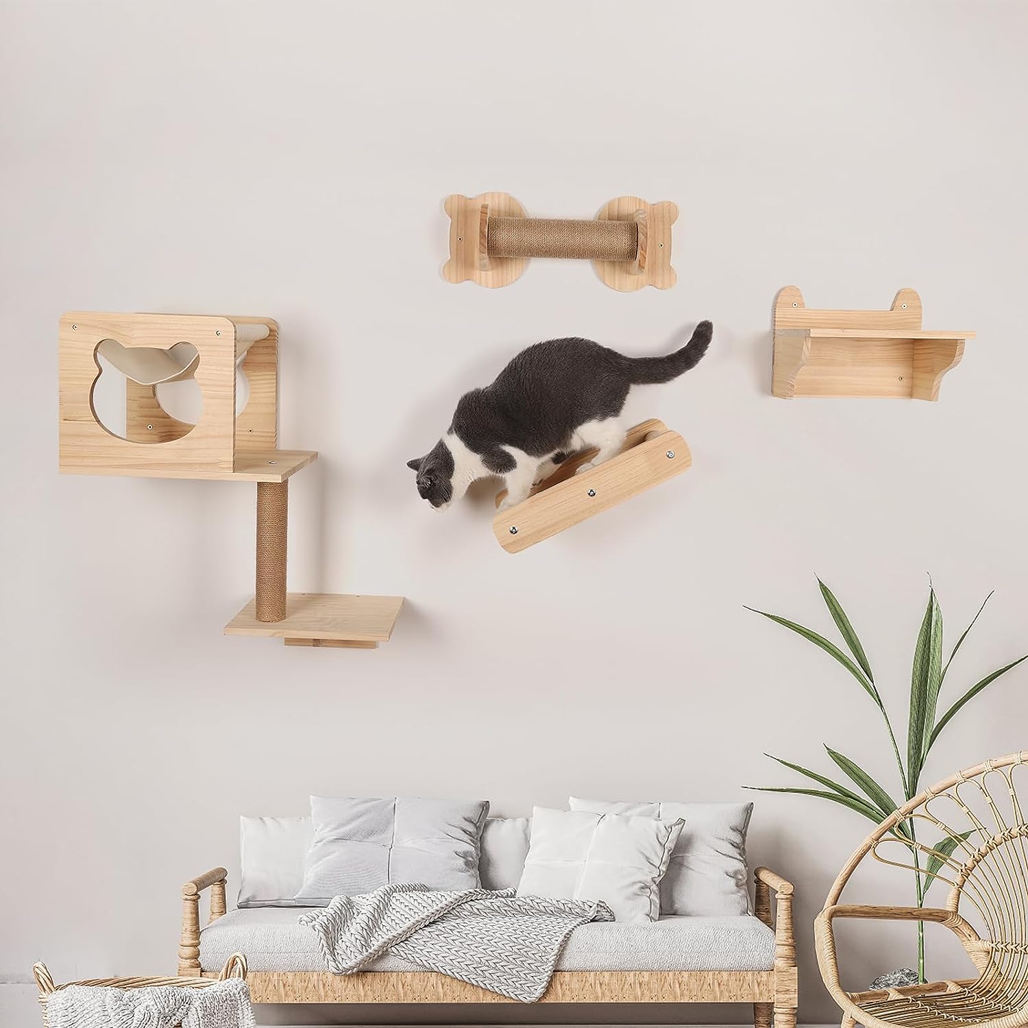 LUCKUP Cat Wall Mounted Shelves and Perches Set