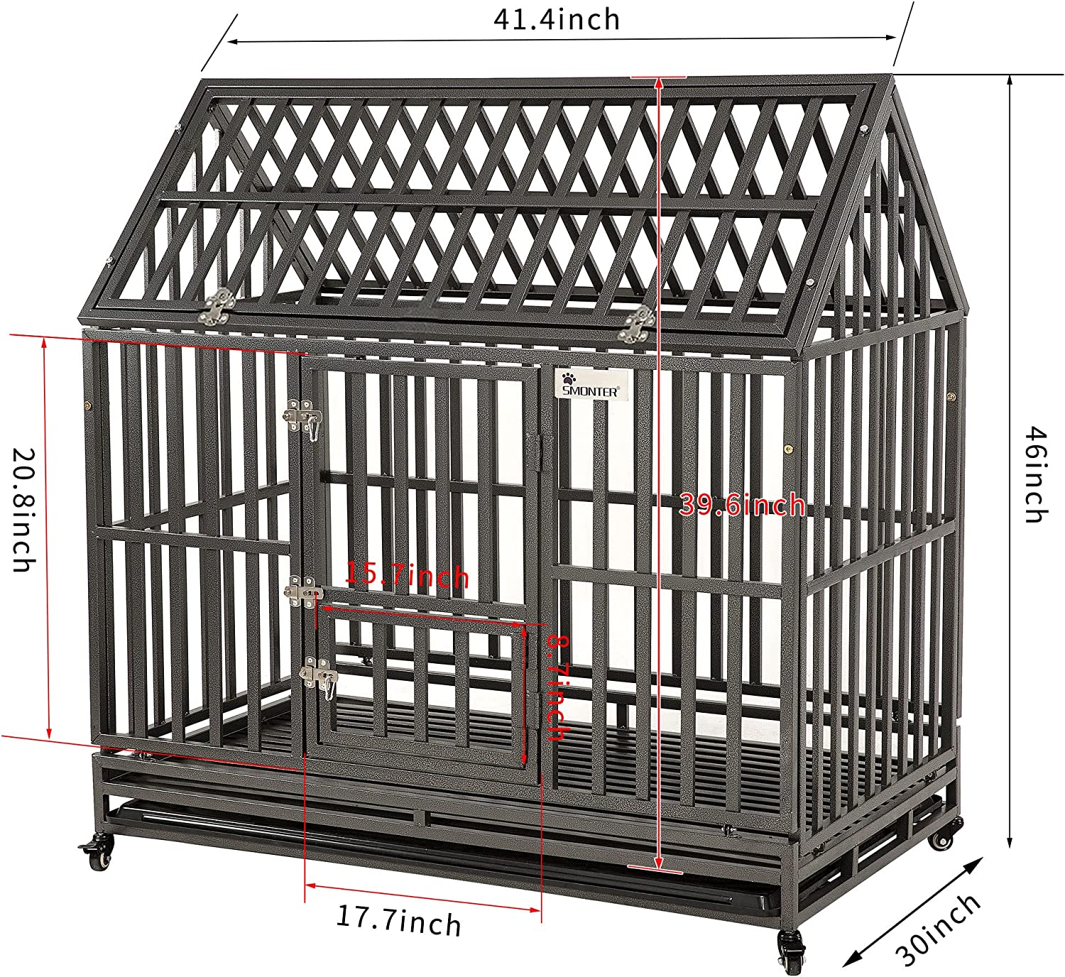 Heavy Duty Dog Cage - House Shape