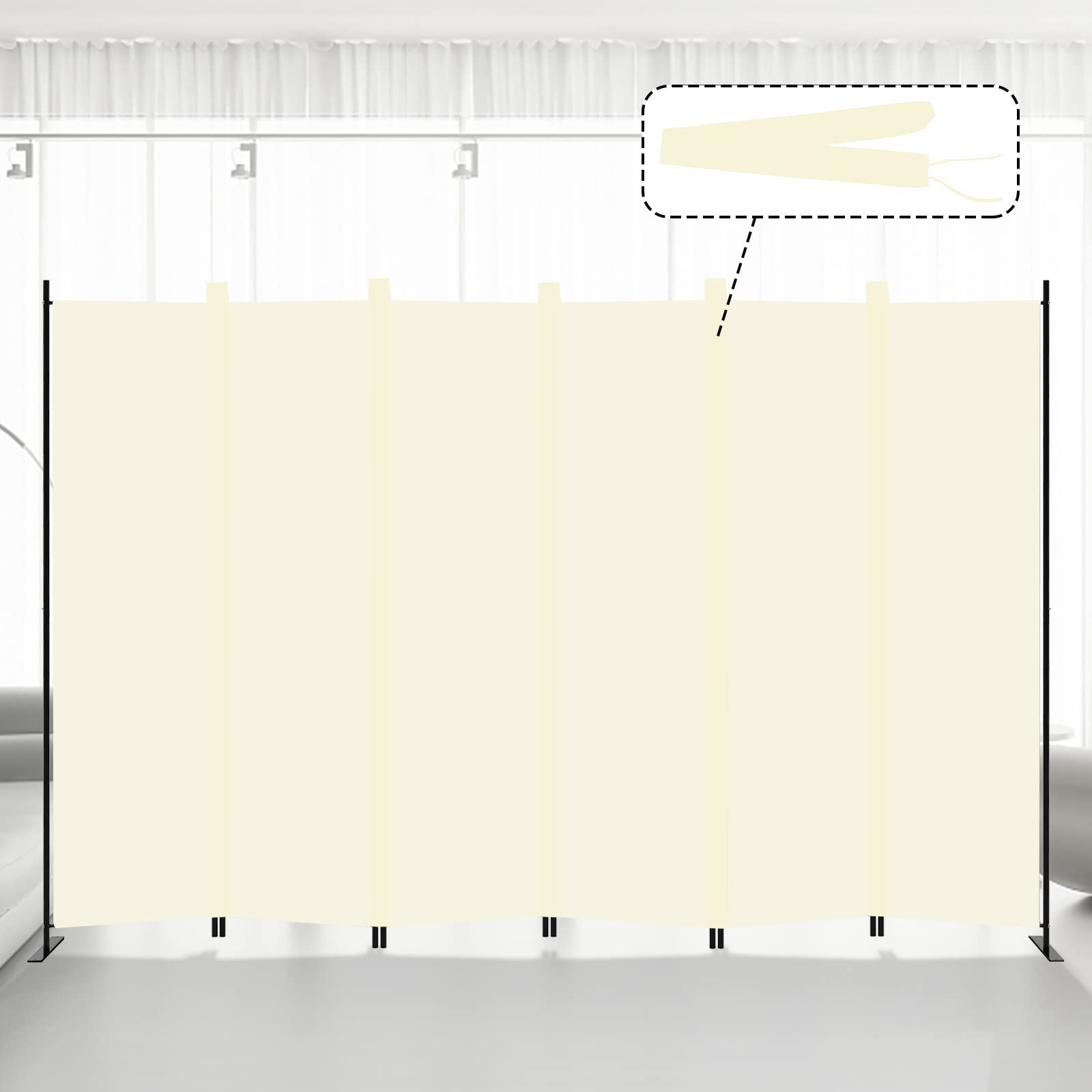 Room Divider 6 Panel Folding Privacy Screen for Bedroom