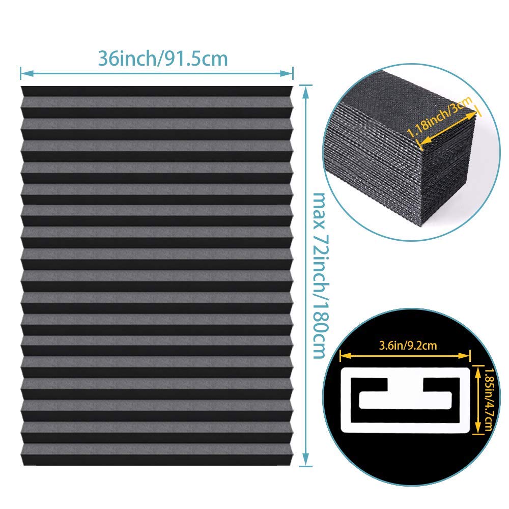 Light Filtering Temporary Blinds Cordless Shades Fabric Pleated Fabric Shade Easy to Cut and Install