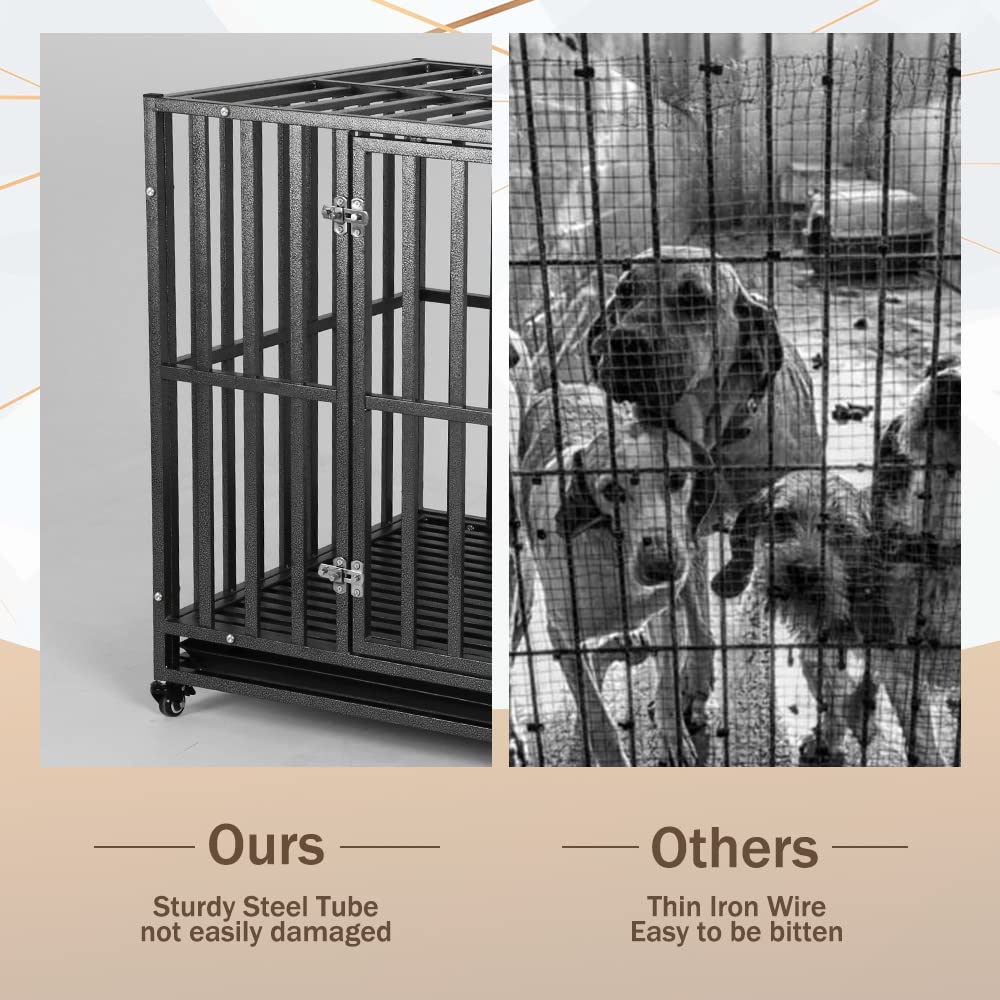 Heavy Duty Dog Cage - with 2 Doors and 4 Wheels