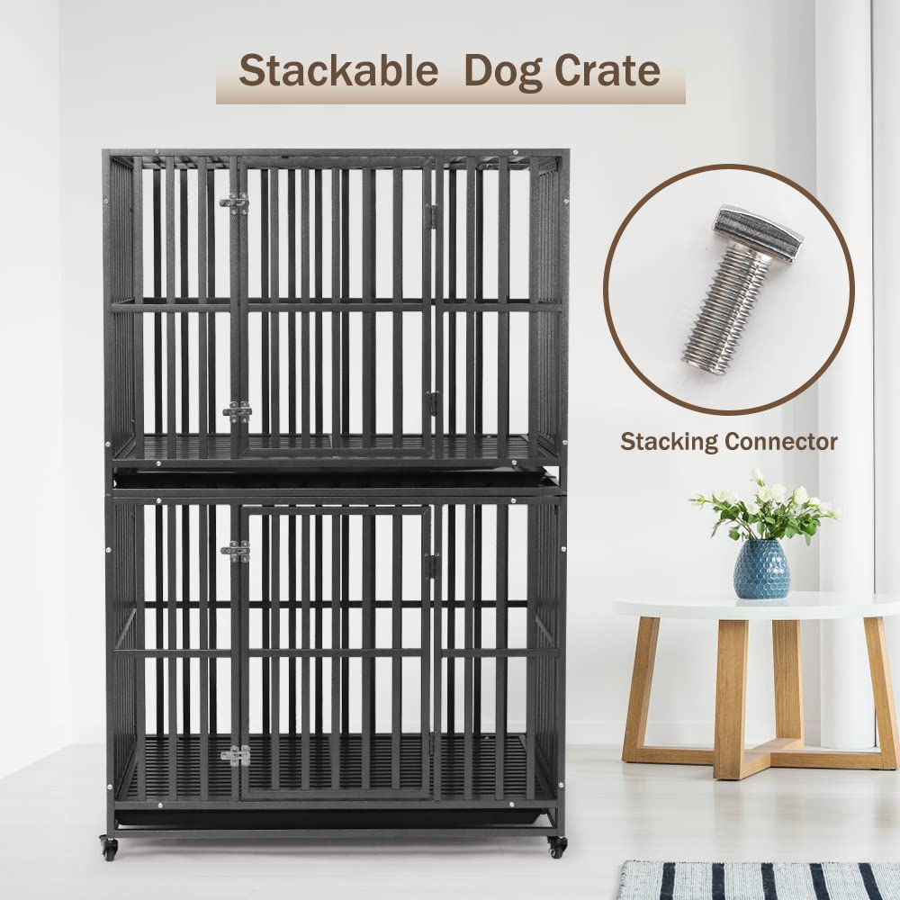 Heavy Duty Dog Cage - with 2 Doors and 4 Wheels