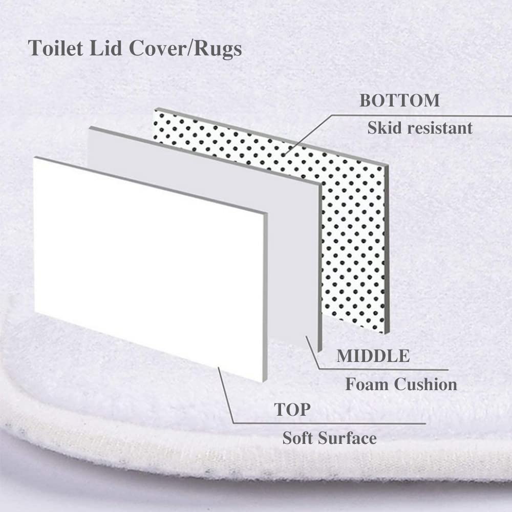 4-Piece Shower Curtain Set with Rugs, Toilet Lid Cover Bath Mat, Shower  Curtain with 12 Hooks, Durable Waterproof Fabric Shower Curtain for Bathroom