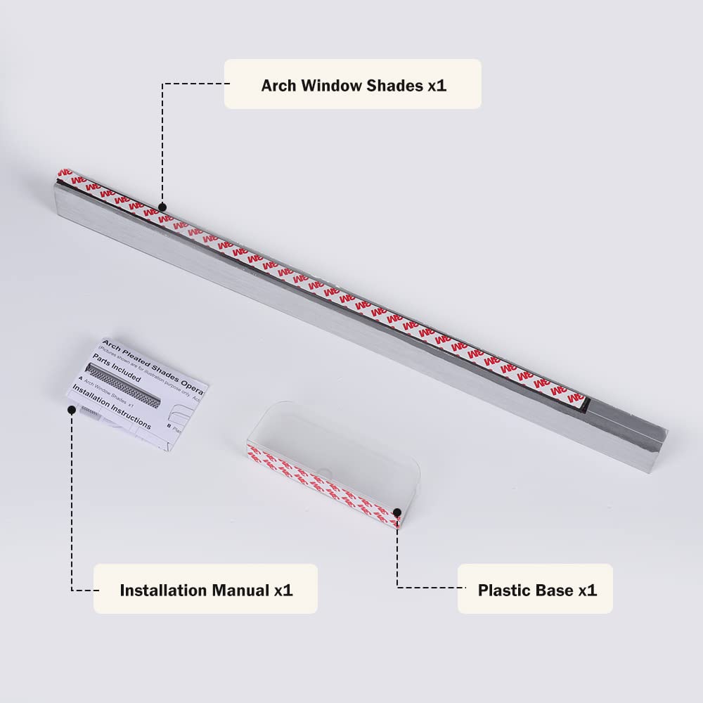 Arch Window Shades Half Circle Blackout Cellular Pleated Blinds Dual Color Semi Circular Honeycomb Windows Curtains for Half Moon Round Windows, Easy Cut and Install 24'' W x 72'' H, Grey-White