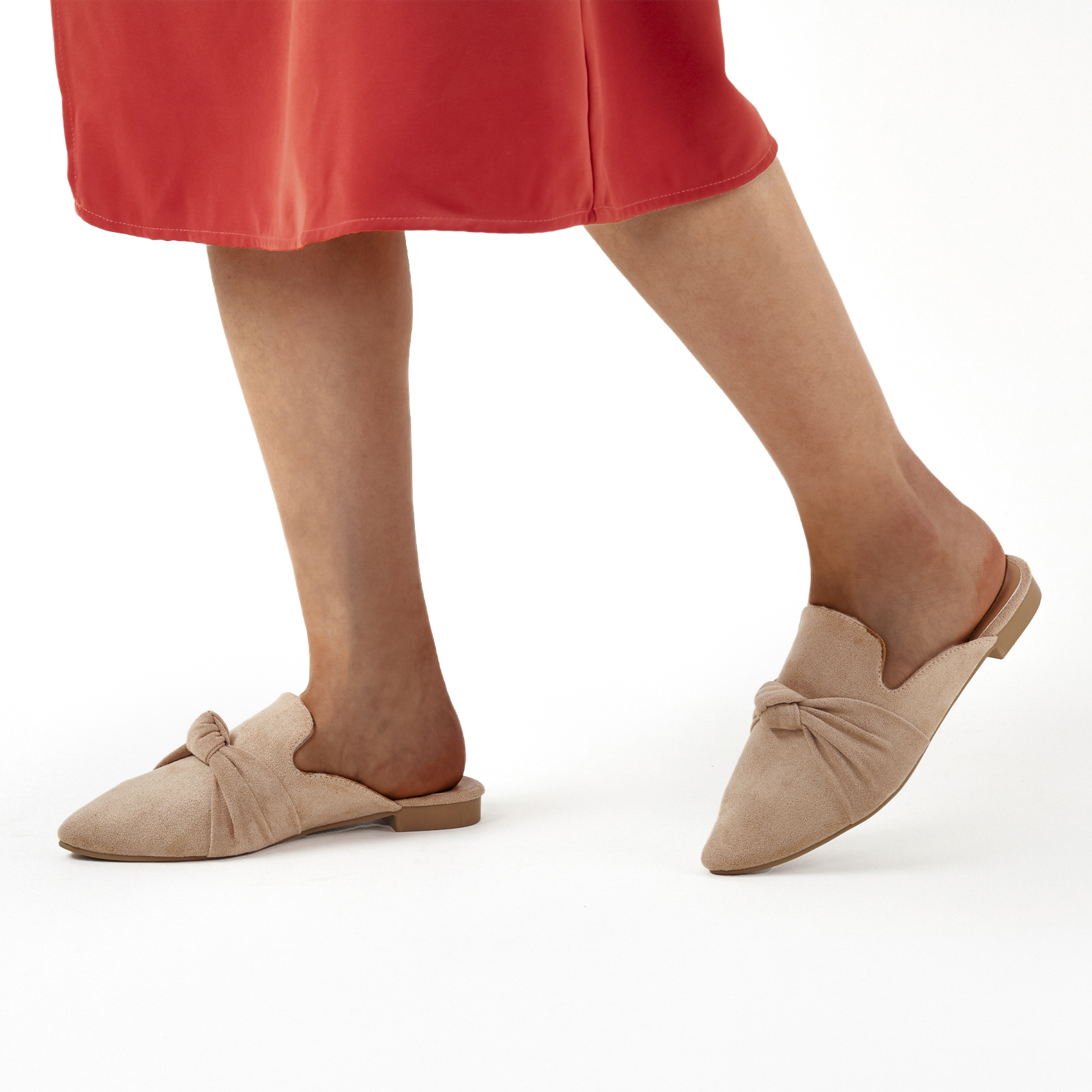 MUSSHOE Bow Suede Backless Loafers