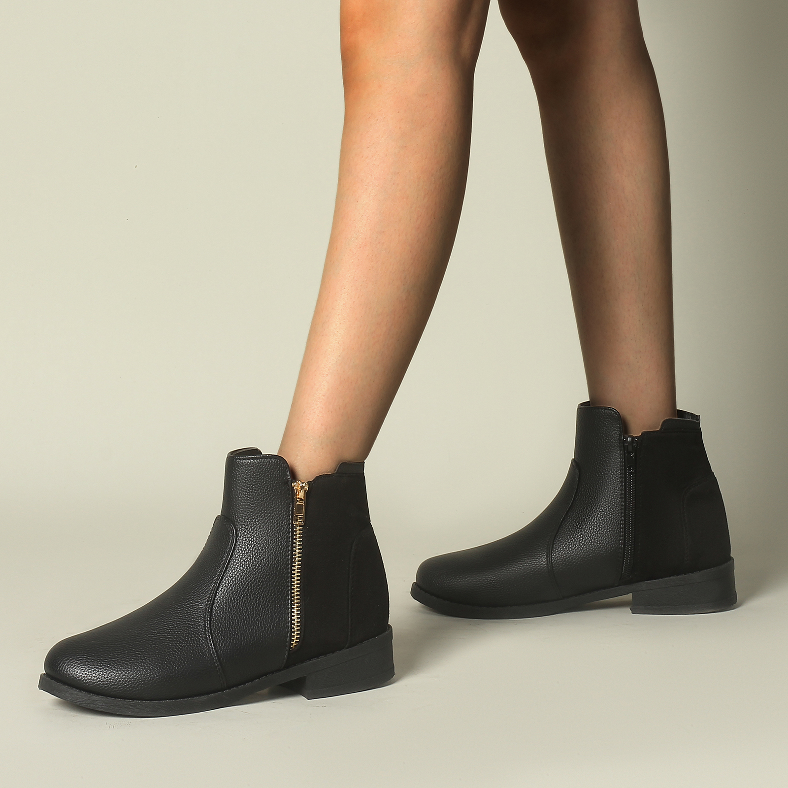 MUSSHOE Ankle Boots with Side Zipper