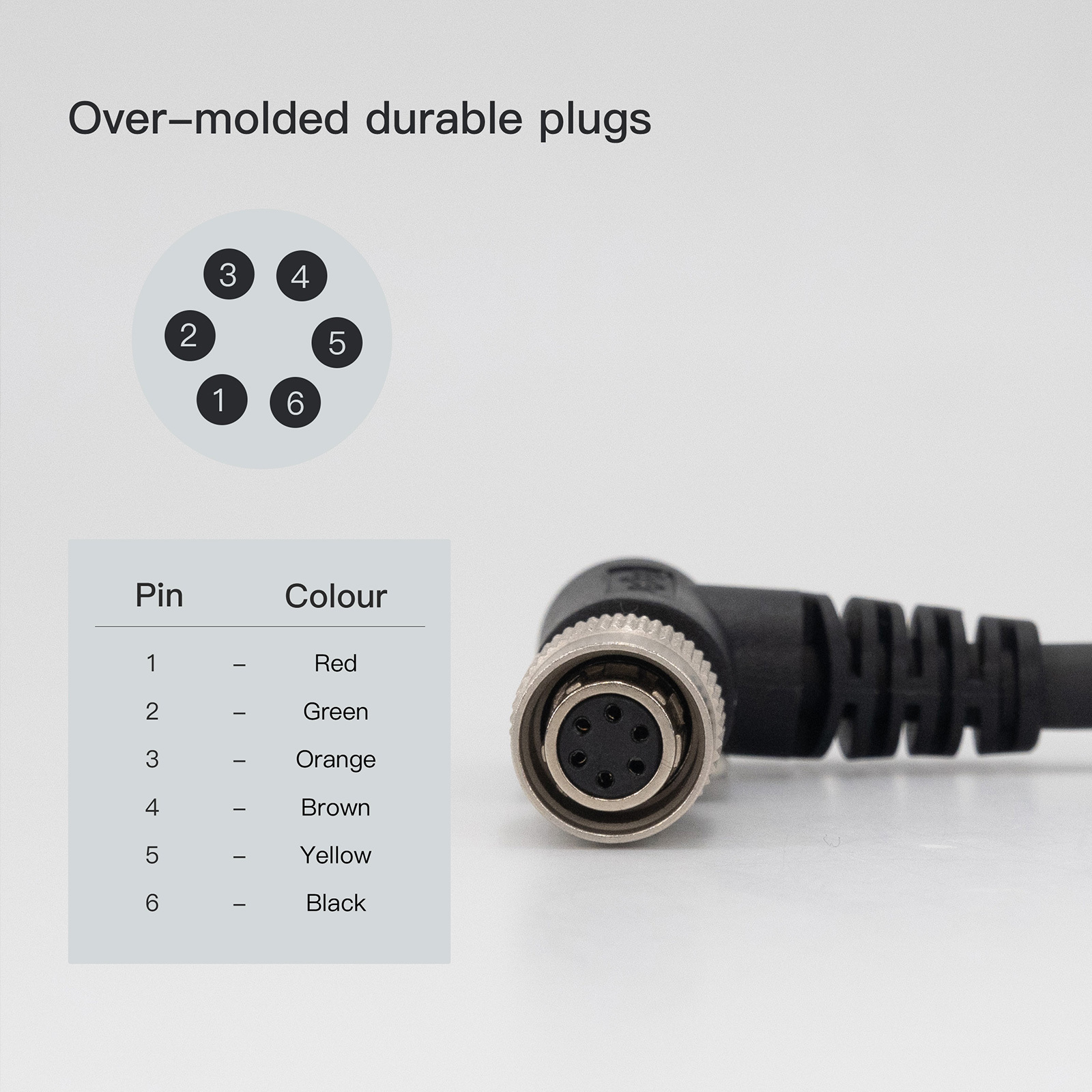 Hirose 6 Pin Female Right Angle-1 to Open I/O Power High Flex Cable | For Machine Vision-OKLAB