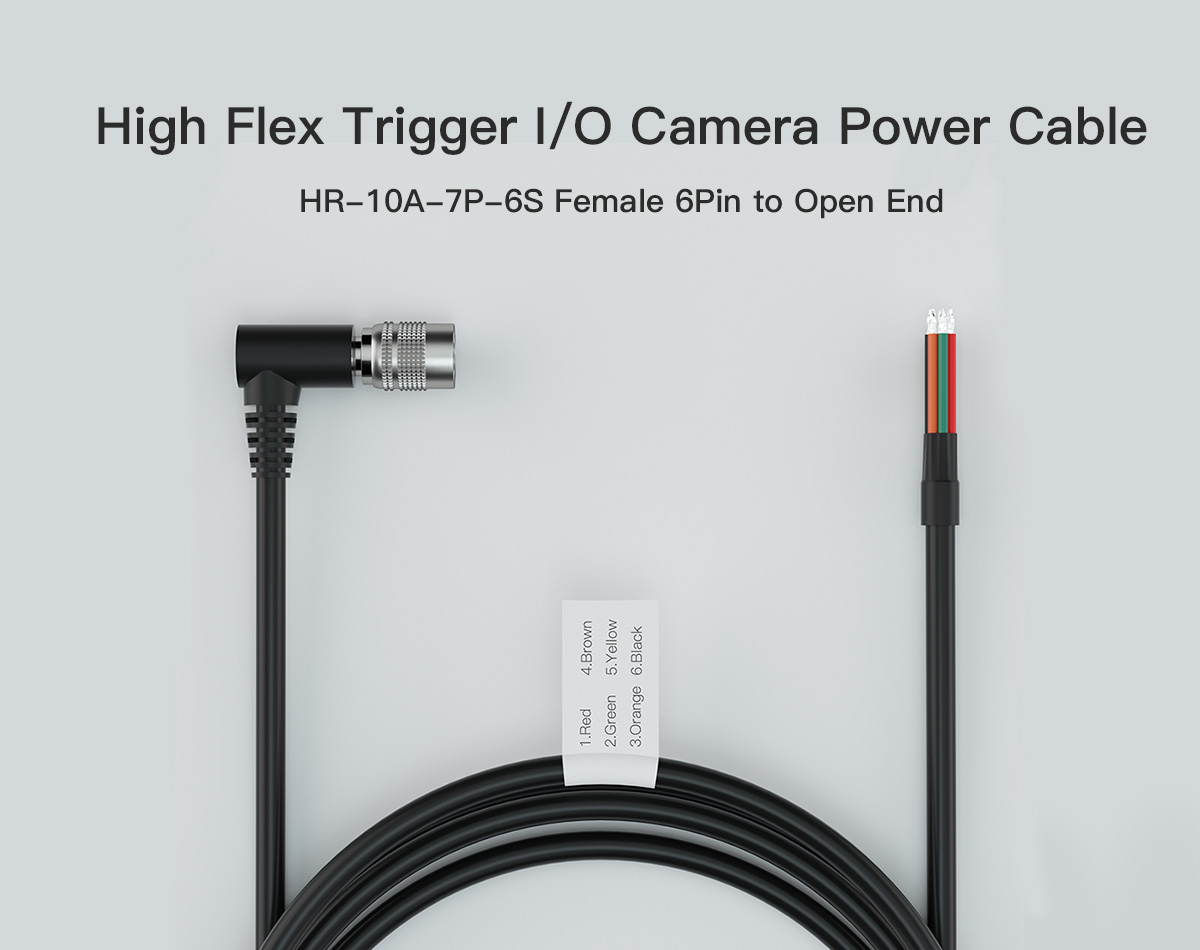 Hirose 6 Pin Female Right Angle-4 to Open I/O Power High