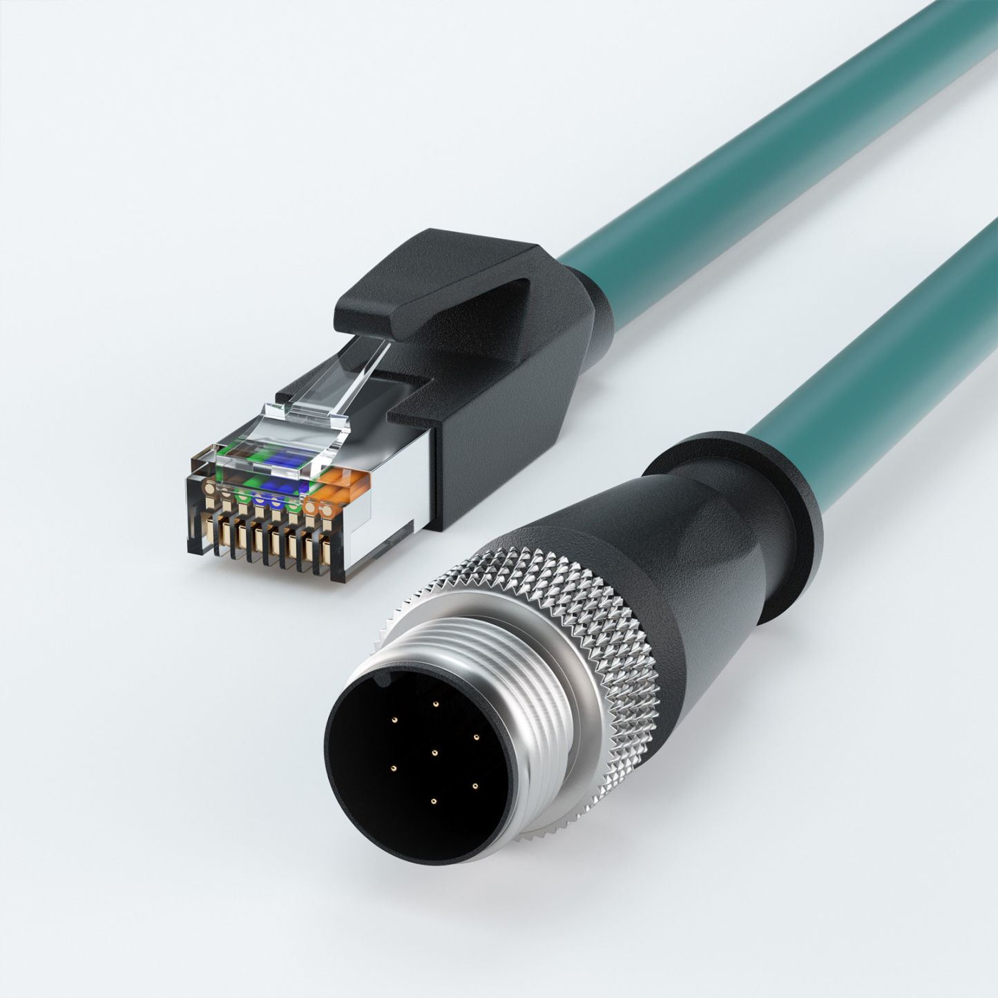 M12 A-Coded 8 Pin Male to RJ45 GigE vision Cat5E High Flex Ethernet Cable | For Machine Vision-OKLAB